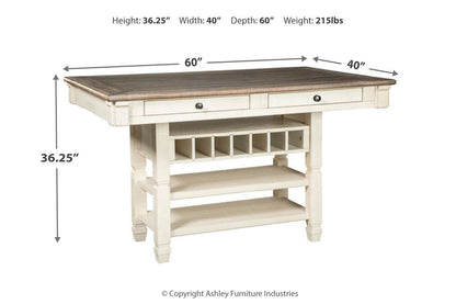 Bolanburg Two-tone Counter Height Table with 6 Barstools, Server and Display Cabinet -  Ashley - Luna Furniture