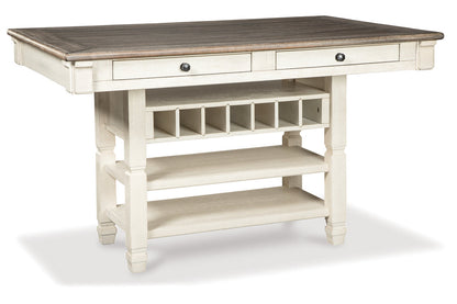 Bolanburg Two-tone Counter Height Table with 6 Barstools, Server and Display Cabinet -  Ashley - Luna Furniture