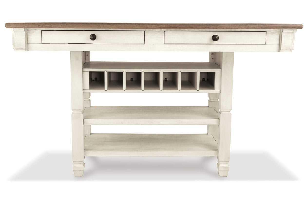 Bolanburg Two-tone Counter Height Table with 6 Barstools, Server and Display Cabinet -  Ashley - Luna Furniture