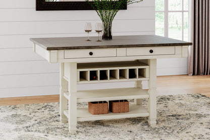 Bolanburg Antique White Counter Height Dining Table, 4 Stools, Bench and 2 Display Cabinets from Ashley - Luna Furniture