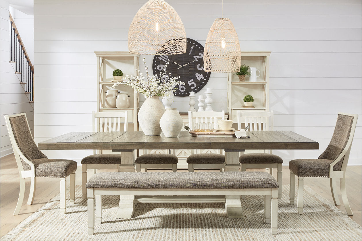 Bolanburg Antique White Dining Table, 6 Chairs and Bench from Ashley - Luna Furniture