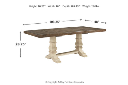 Bolanburg Antique White Dining Table, 6 Chairs and Bench from Ashley - Luna Furniture