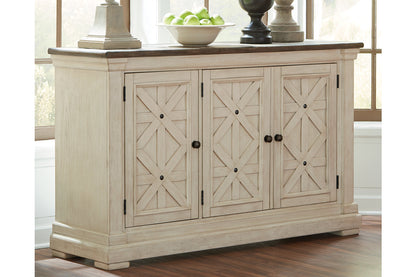 Bolanburg Antique White Counter Height Dining Table, 4 Barstools, Bench and Server from Ashley - Luna Furniture