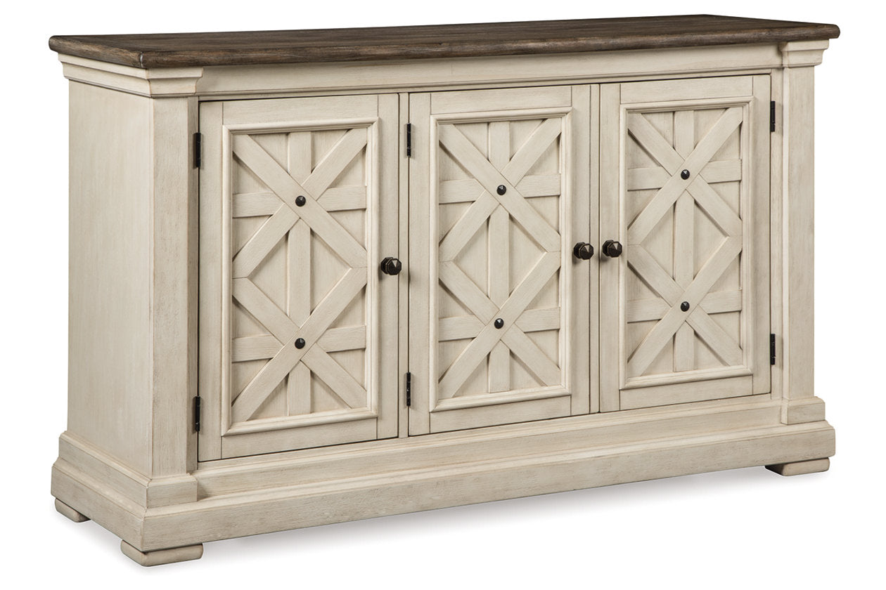 Bolanburg Antique White Counter Height Dining Table, 4 Barstools, Bench and Server from Ashley - Luna Furniture