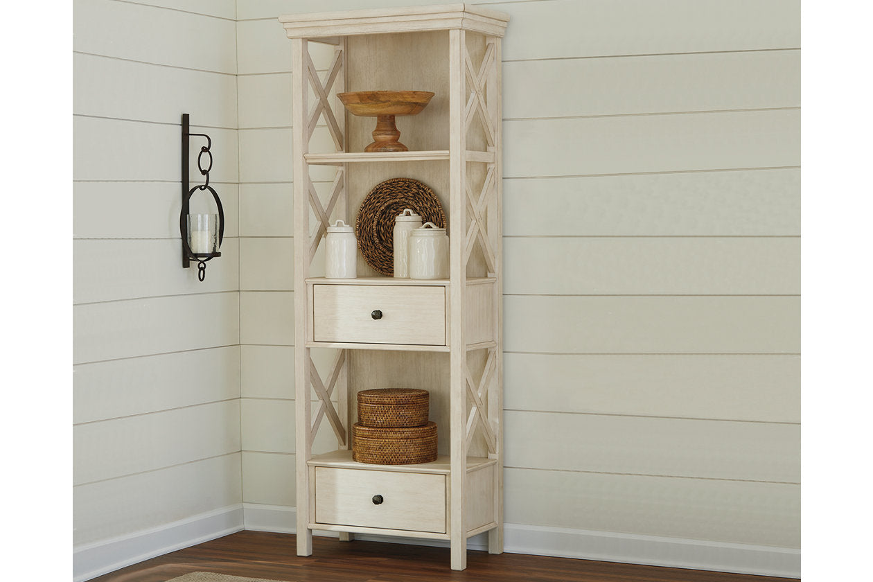 Bolanburg Antique White Counter Height Dining Table, 4 Stools, Bench and 2 Display Cabinets from Ashley - Luna Furniture