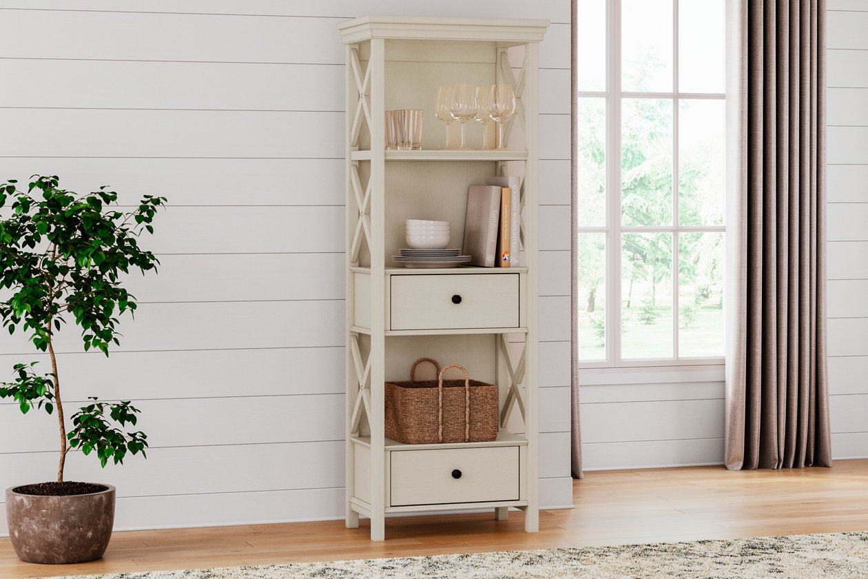 Bolanburg Antique White Counter Height Dining Table, 4 Stools, Bench and 2 Display Cabinets from Ashley - Luna Furniture
