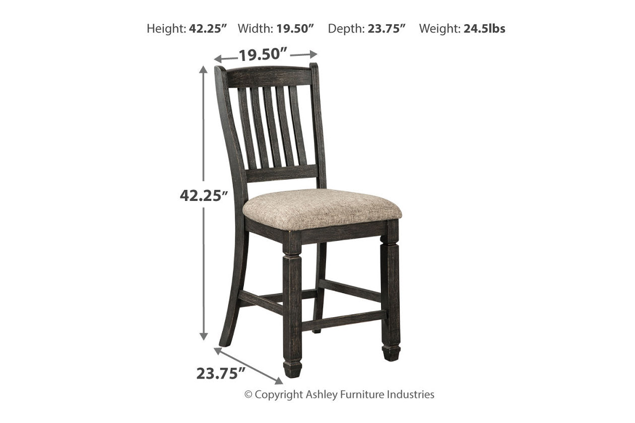 Tyler Creek Black/Grayish Brown Counter Height Table with 4 Barstools, Server and Display Cabinet from Ashley - Luna Furniture