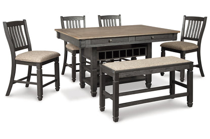 Tyler Creek Black/Gray Counter Height Dining Table and 4 Barstools and Bench from Ashley - Luna Furniture