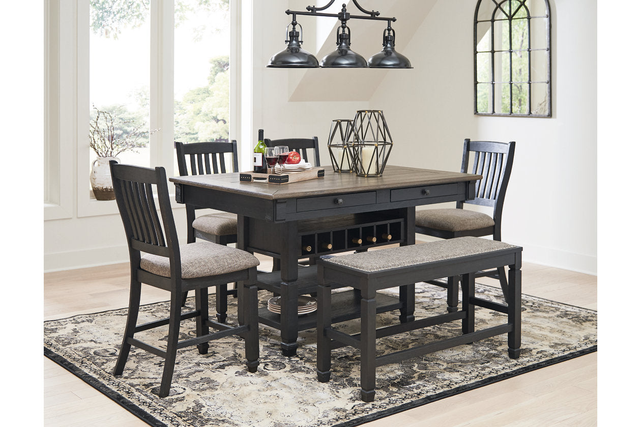 Tyler Creek Black/Gray Counter Height Dining Table and 4 Barstools and Bench from Ashley - Luna Furniture