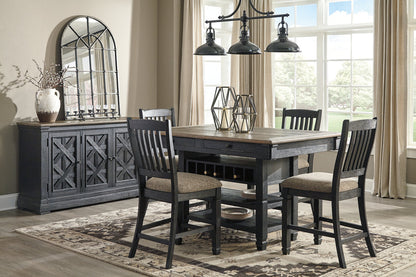 Tyler Creek Black/Grayish Brown Counter Height Table with 4 Barstools, Server and Display Cabinet from Ashley - Luna Furniture