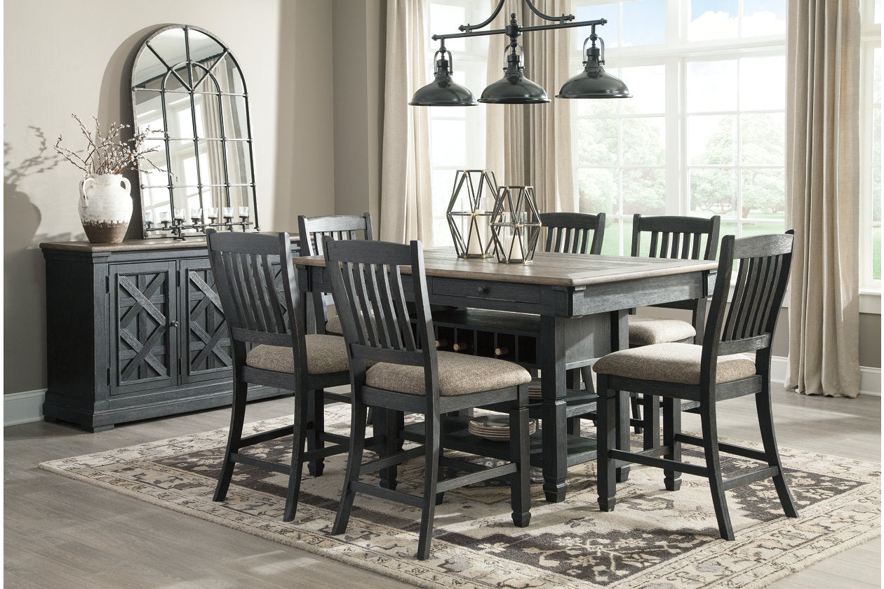 Tyler Creek Black/Gray Counter Height Dining Table and 6 Barstools from Ashley - Luna Furniture
