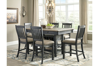 Tyler Creek Black/Gray Counter Height Dining Table and 6 Barstools from Ashley - Luna Furniture