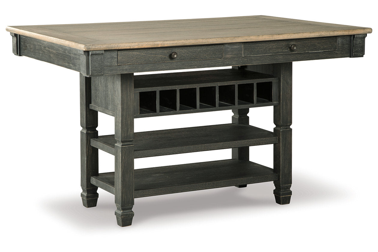 Tyler Creek Black/Grayish Brown Counter Height Table with 4 Barstools, Server and Display Cabinet from Ashley - Luna Furniture
