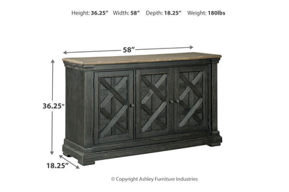 Tyler Creek Black/Grayish Brown Counter Height Table with 4 Barstools, Server and Display Cabinet from Ashley - Luna Furniture
