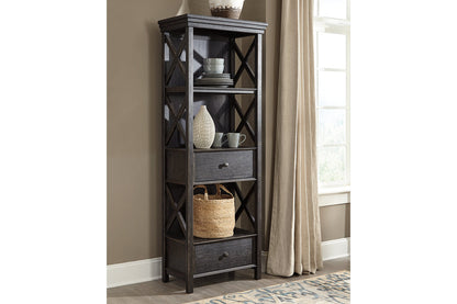 Tyler Creek Black/Grayish Brown Counter Height Table with 4 Barstools, Server and Display Cabinet from Ashley - Luna Furniture