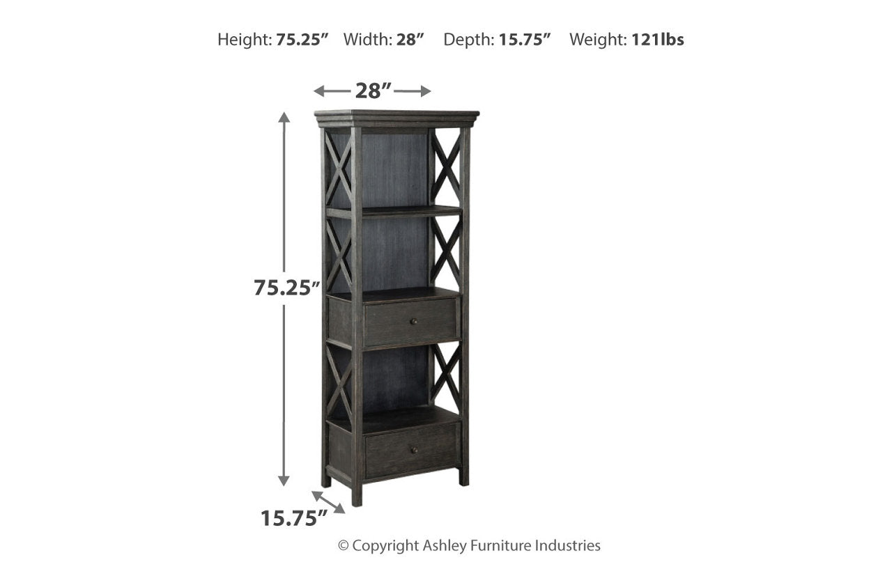 Tyler Creek Black/Grayish Brown Counter Height Table with 4 Barstools, Server and Display Cabinet from Ashley - Luna Furniture