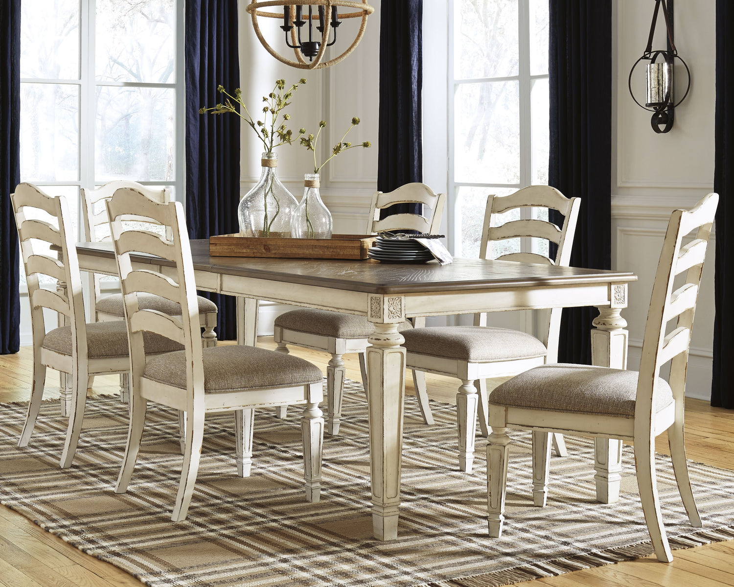 Realyn White Extension Dining Table and 6 Chairs