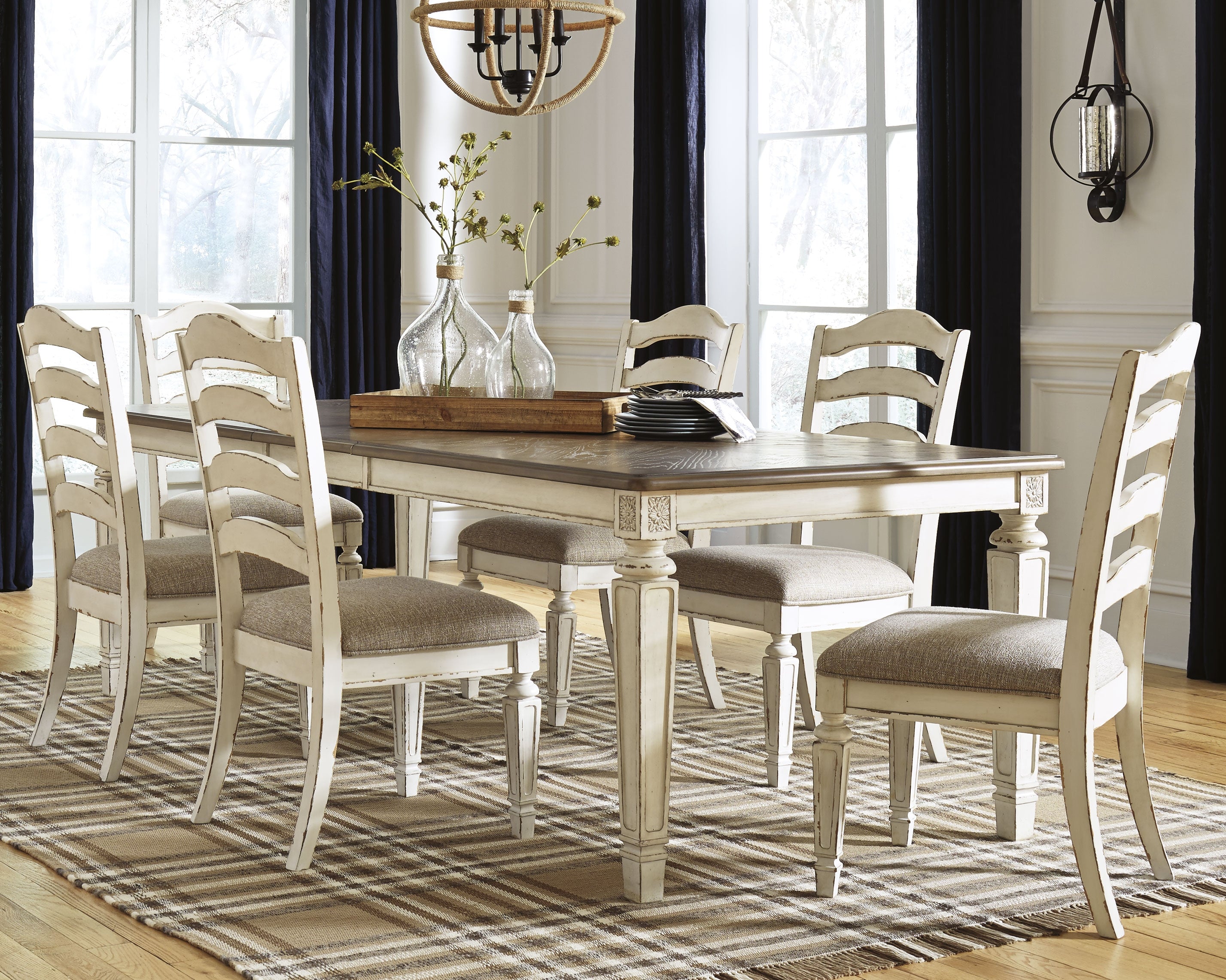 Realyn White Extension Dining Table and 6 Chairs