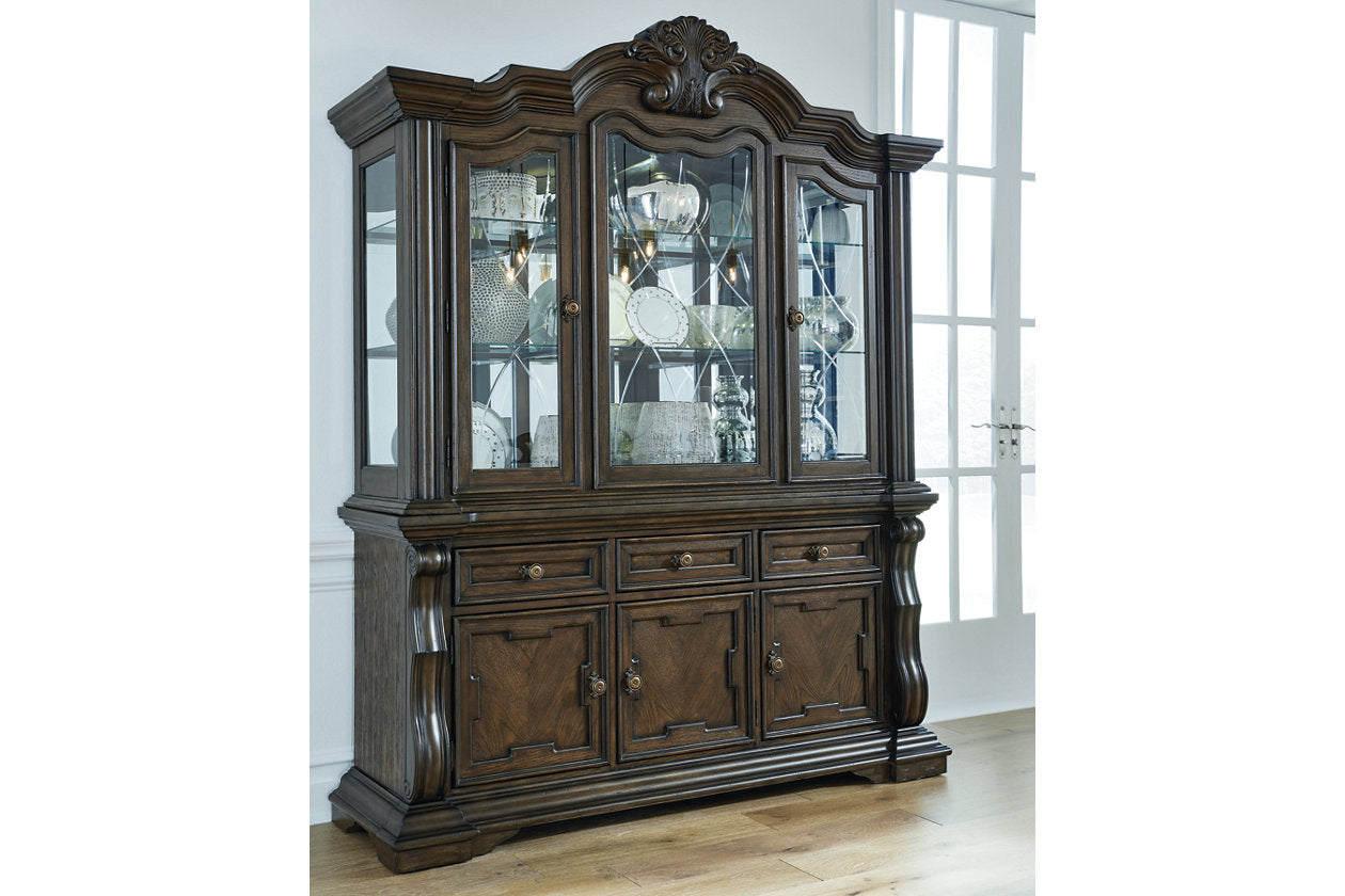 Maylee Dark Brown Dining Buffet and Hutch -  Ashley - Luna Furniture