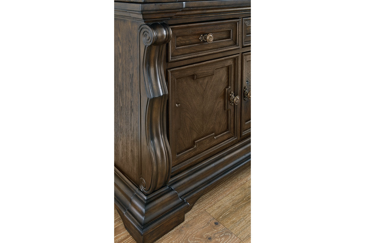 Maylee Dark Brown Dining Buffet and Hutch -  Ashley - Luna Furniture