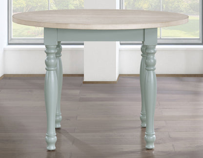 Darcy 42″ Round Dining Table, Mint Green and Natural Finish