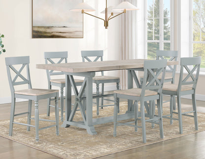 Darcy Mint Green/Natural Counter Height Dining Set with 18-inch Leaf
