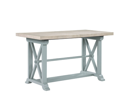 Darcy 64-82″Counter Table with 18-inch leaf, Mint Green and Natural Finish