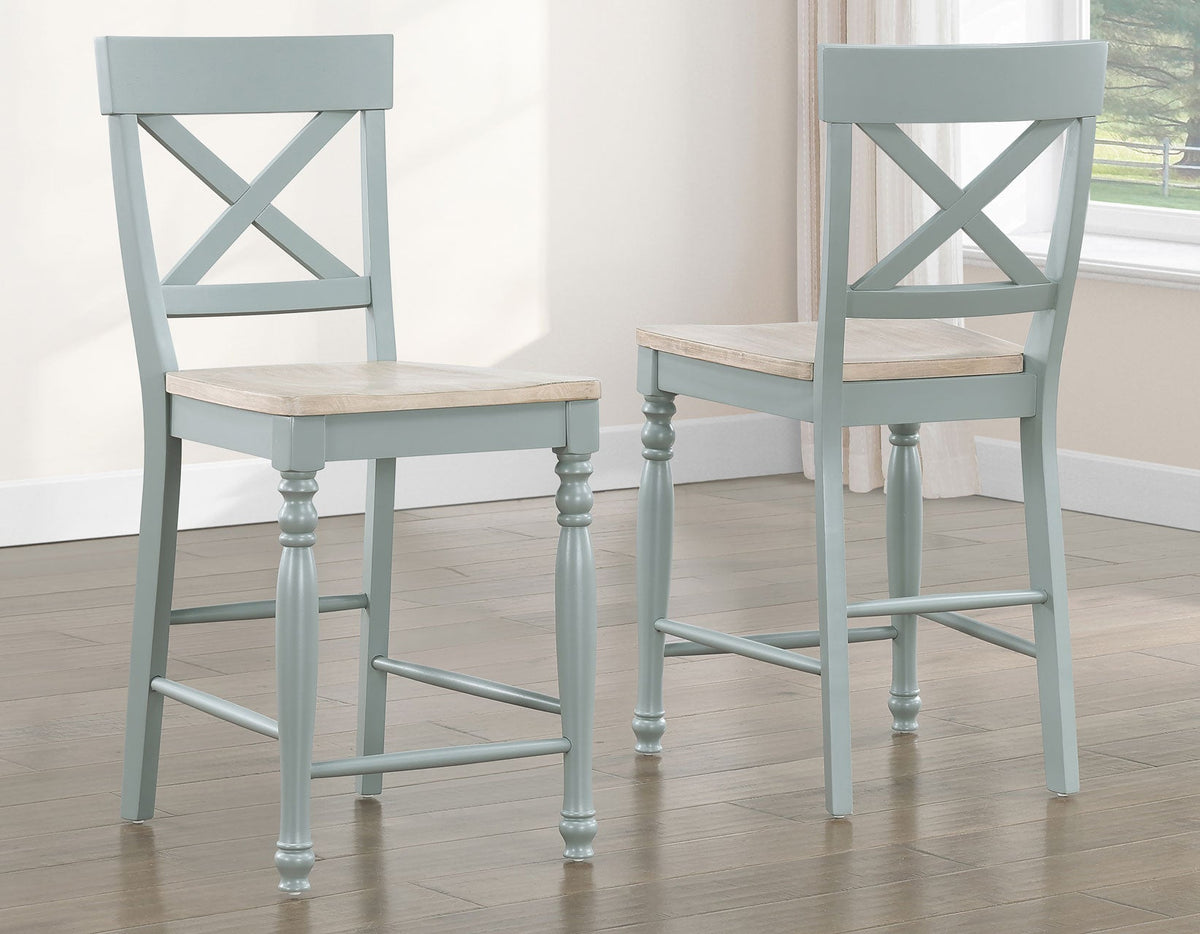 Darcy Solid Wood 24″ Counter Stool, Mint Green and Natural Finish