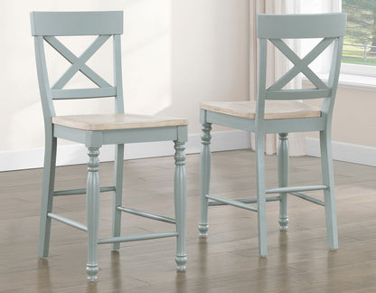 Darcy Solid Wood 24″ Counter Stool, Mint Green and Natural Finish