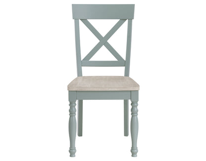 Darcy Solid Wood Side Chair, Mint Green and Natural Finish, Set of 2