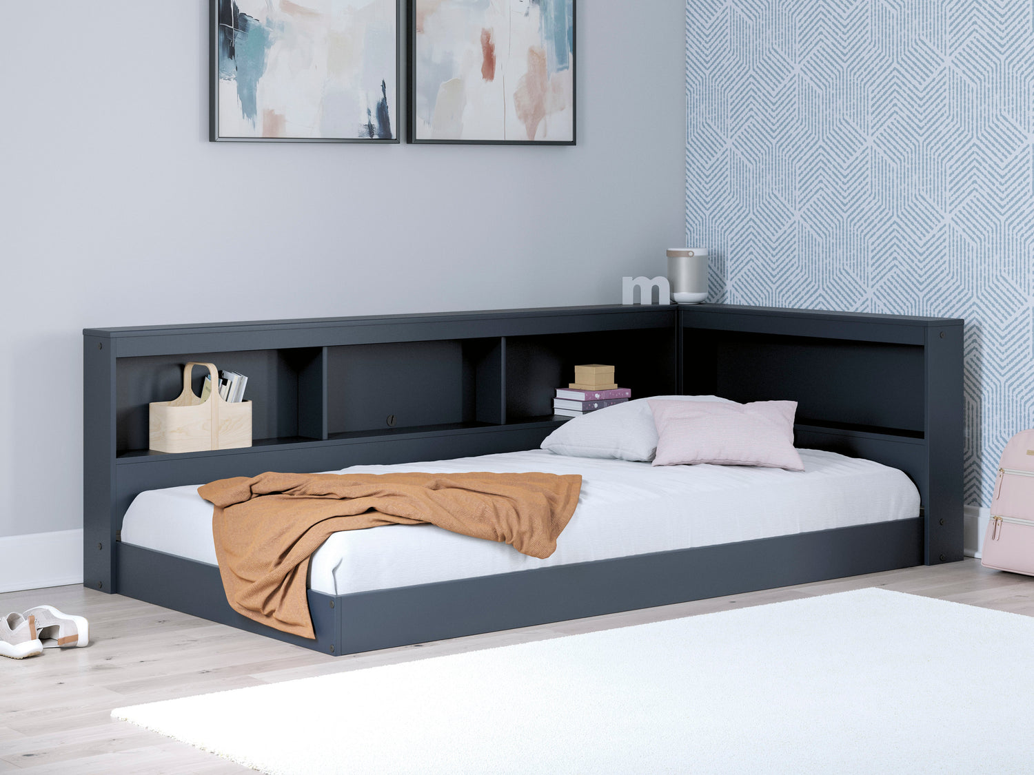 Simmenfort Navy Blue Twin Bookcase Storage Bed from Ashley - Luna Furniture