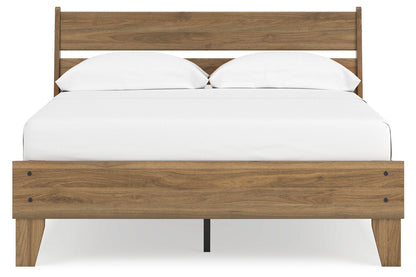 Deanlow Honey Full Platform Panel Bed -  Ashley - Luna Furniture