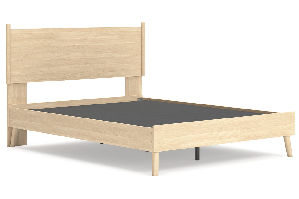 Cabinella Tan Queen Platform Panel Bed -  Ashley - Luna Furniture