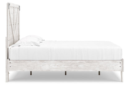 Shawburn White/Dark Charcoal Gray Full Crossbuck Panel Platform Bed from Ashley - Luna Furniture