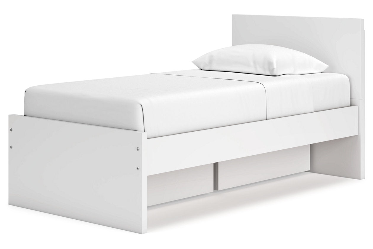 Onita White Twin Panel Platform Bed with 1 Side Storage -  Ashley - Luna Furniture