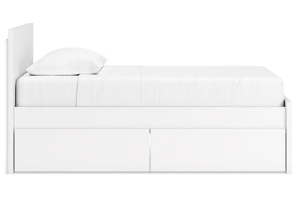 Onita White Twin Panel Platform Bed with 1 Side Storage -  Ashley - Luna Furniture