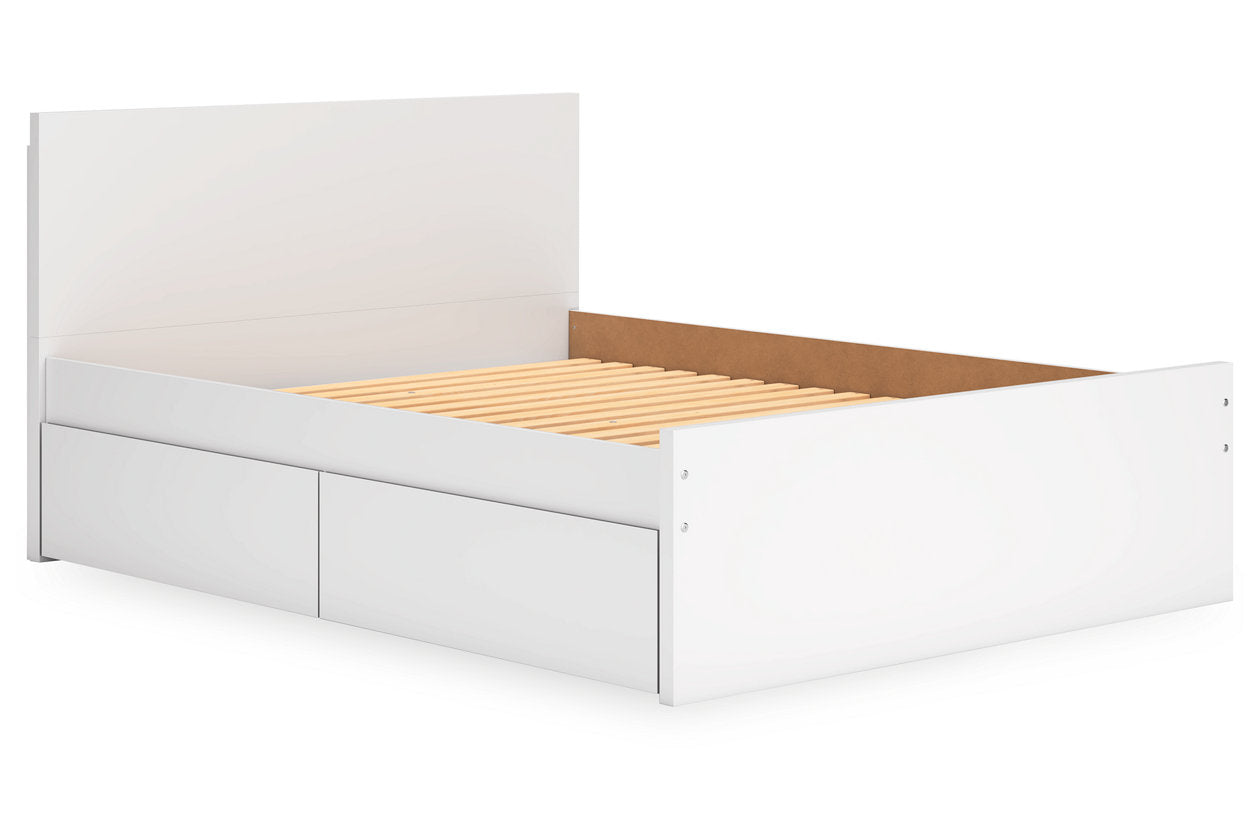 Onita White Queen Platform Bed with 1 Side Storage -  Ashley - Luna Furniture