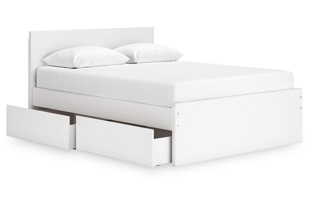Onita White Queen Platform Bed with 1 Side Storage -  Ashley - Luna Furniture