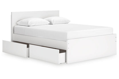 Onita White Queen Platform Bed with 1 Side Storage -  Ashley - Luna Furniture