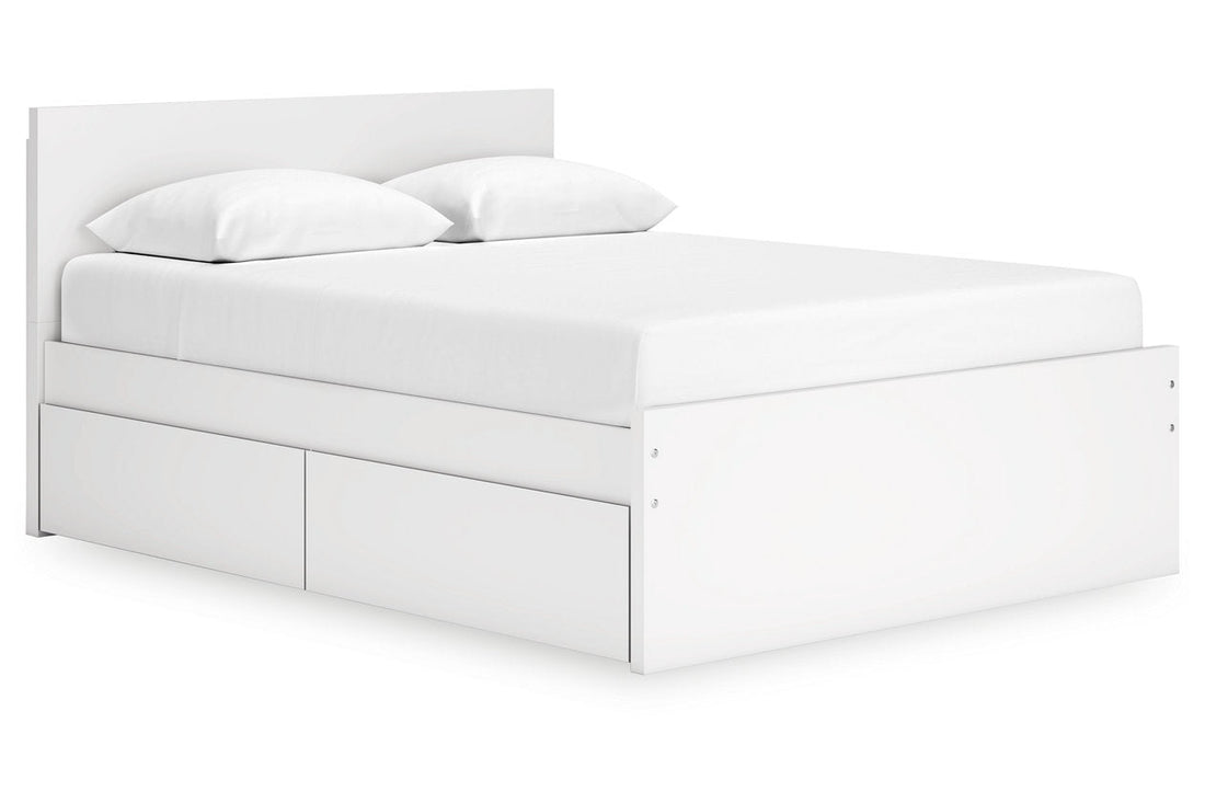 Onita White Queen Platform Bed with 1 Side Storage -  Ashley - Luna Furniture