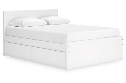 Onita White Queen Platform Bed with 1 Side Storage -  Ashley - Luna Furniture