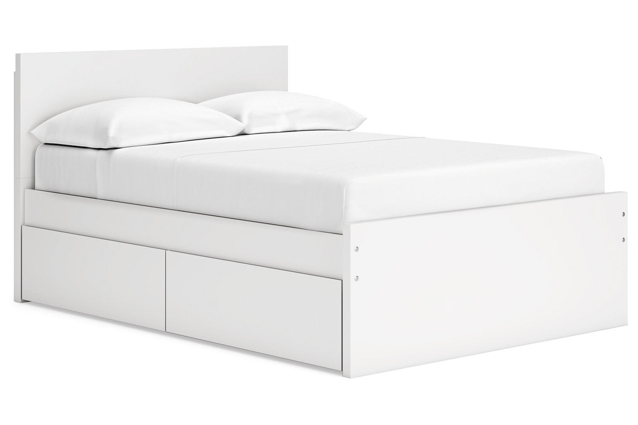 Onita White Full Panel Platform Bed with 1 Side Storage -  Ashley - Luna Furniture