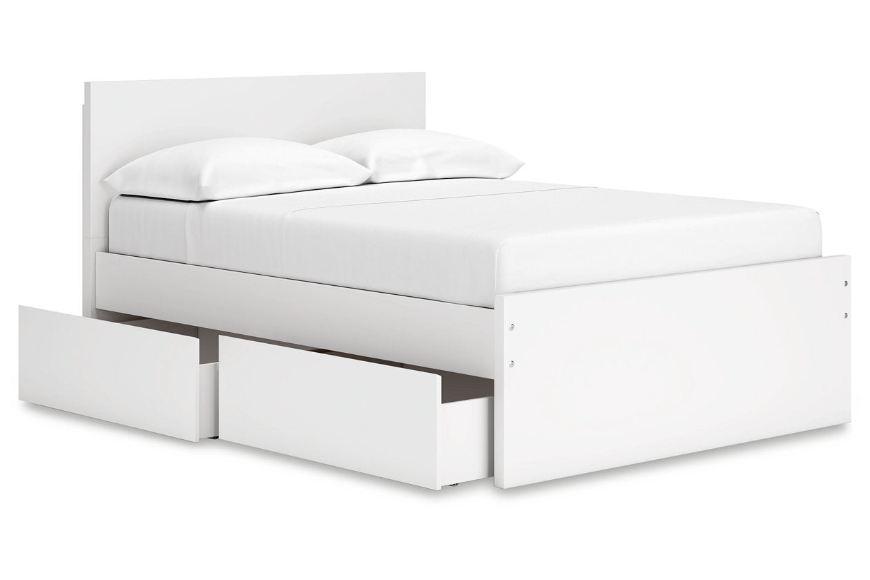 Onita White Full Panel Platform Bed with 2 Side Storage -  Ashley - Luna Furniture