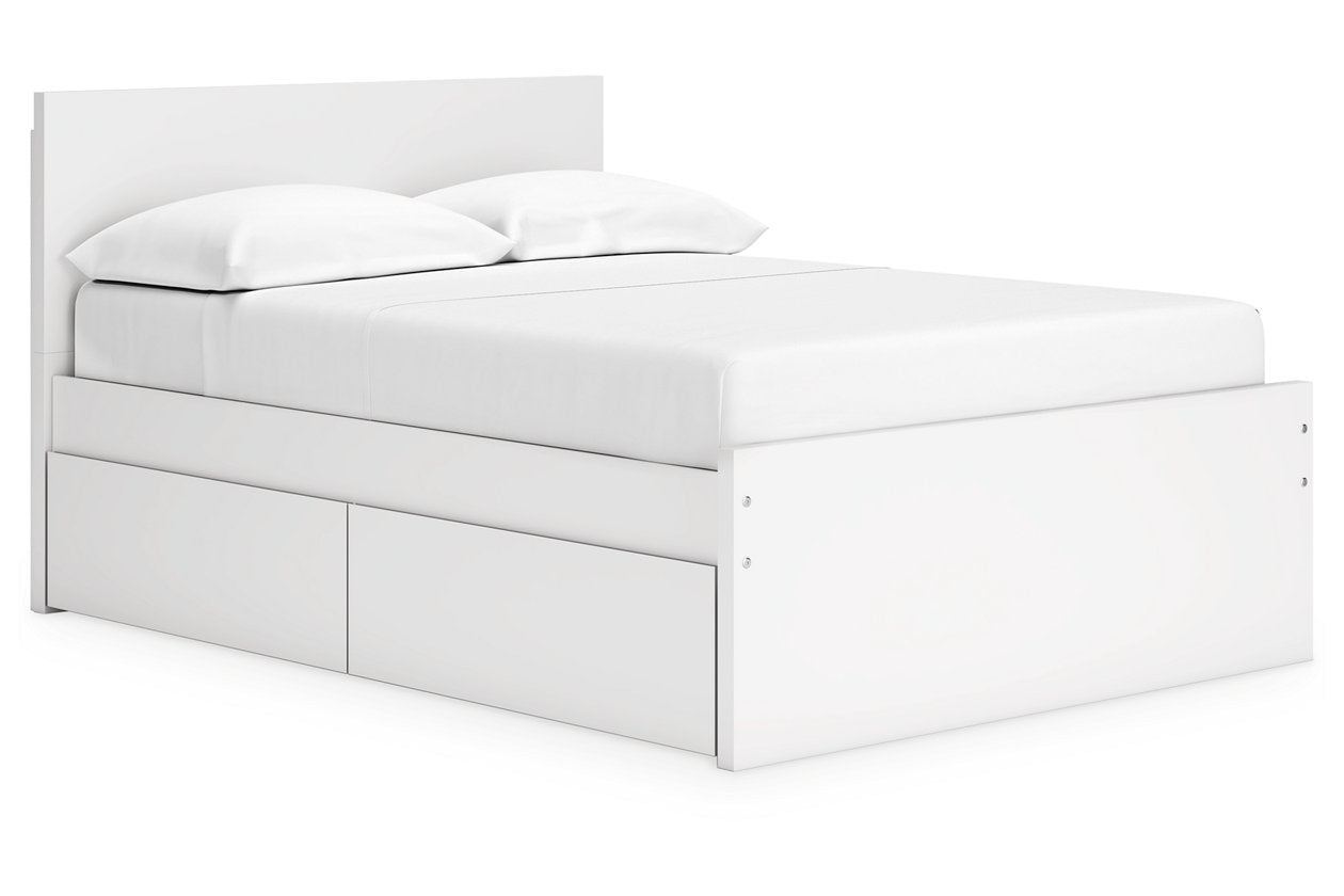 Onita White Full Panel Platform Bed with 2 Side Storage -  Ashley - Luna Furniture