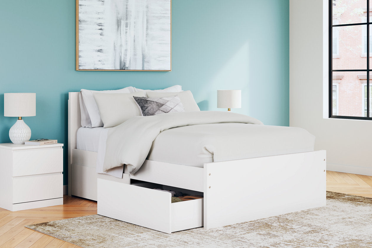 Onita White Full Panel Platform Bed with 2 Side Storage -  Ashley - Luna Furniture