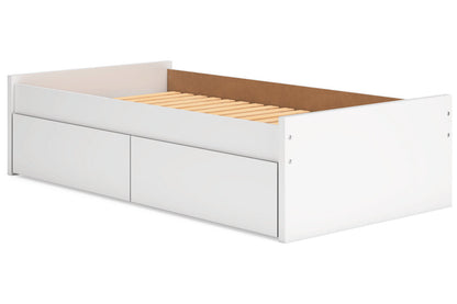 Onita White Twin Platform Bed with 1 Side Storage -  Ashley - Luna Furniture