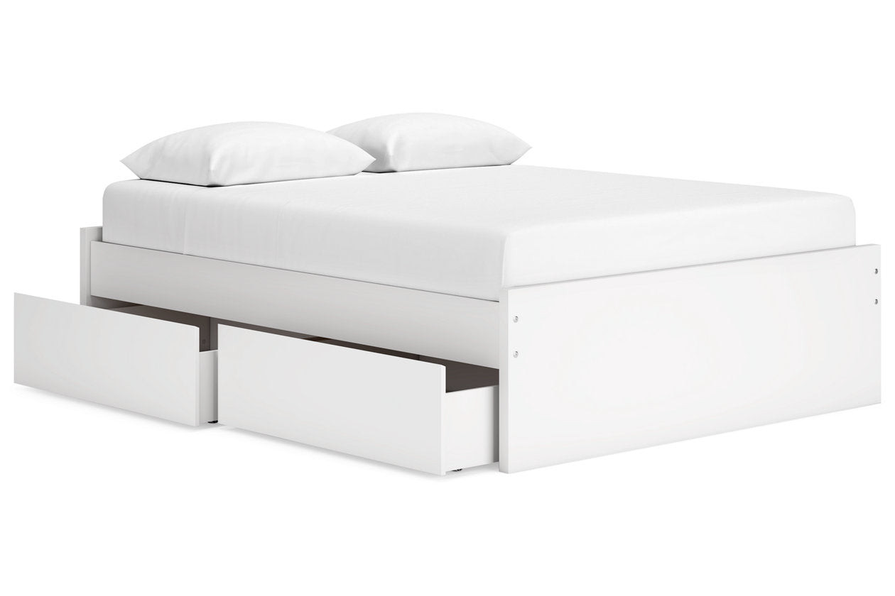 Onita White Queen Platform Bed with 2 Side Storage from Ashley - Luna Furniture