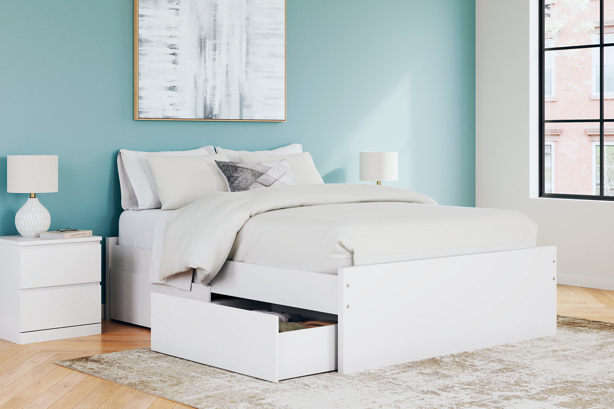 Onita White Queen Platform Bed with 2 Side Storage from Ashley - Luna Furniture