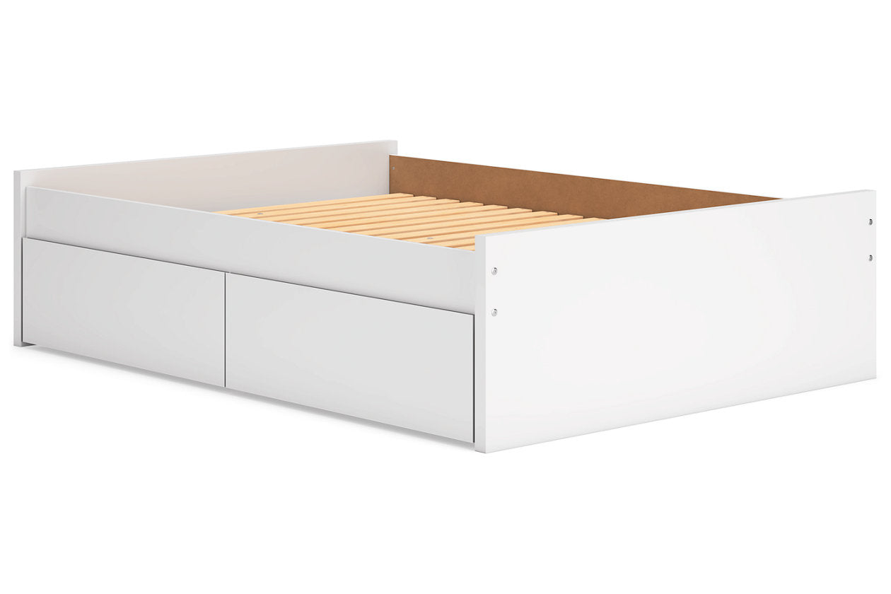 Onita White Full Platform Bed with 1 Side Storage -  Ashley - Luna Furniture