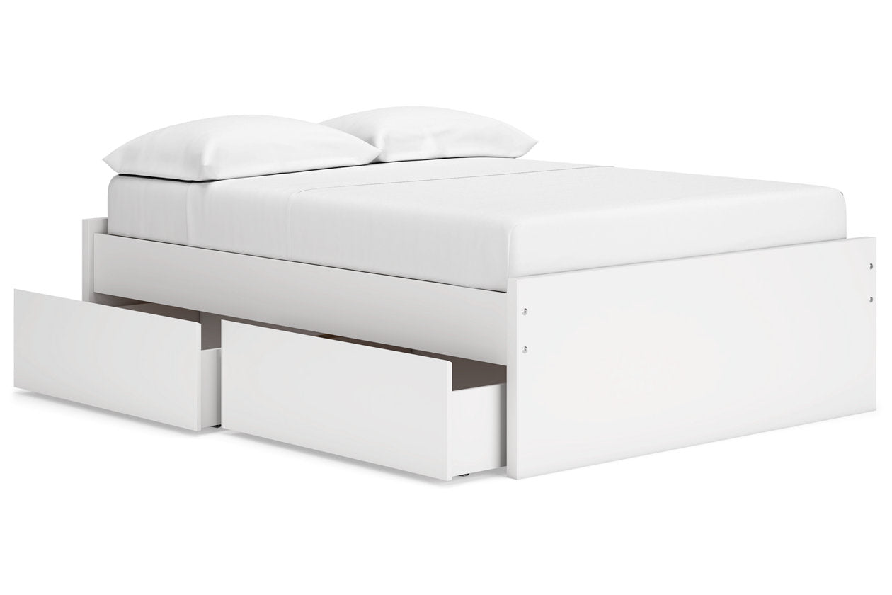 Onita White Full Platform Bed with 1 Side Storage -  Ashley - Luna Furniture